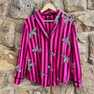 Pink stripe zebra pajama set women medium